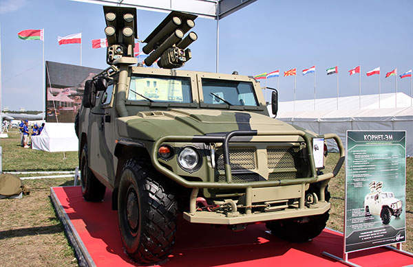 Kornet-EM multi-purpose missile system aboard the GAZ Tigr on display at MAKS-2011. Image courtesy of Vitaly V. Kuzmin.