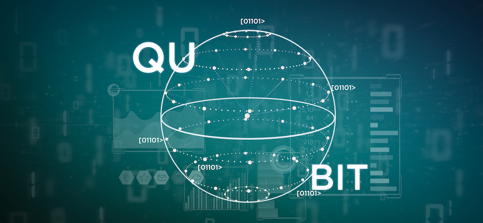 Icon for the quantum computing concept of a qubit. Rather than taking on a single binary value, a qubit holds both values until it is observed. Credit: Shutterstock