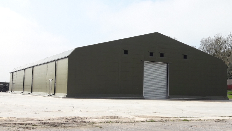 Insulated building featuring Rubb's thermohall technology installed at Clive Barracks