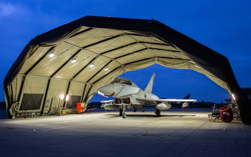 Rubb Military aircraft shelters plays role in trial of Typhoon aircraft at RAF Coningsby