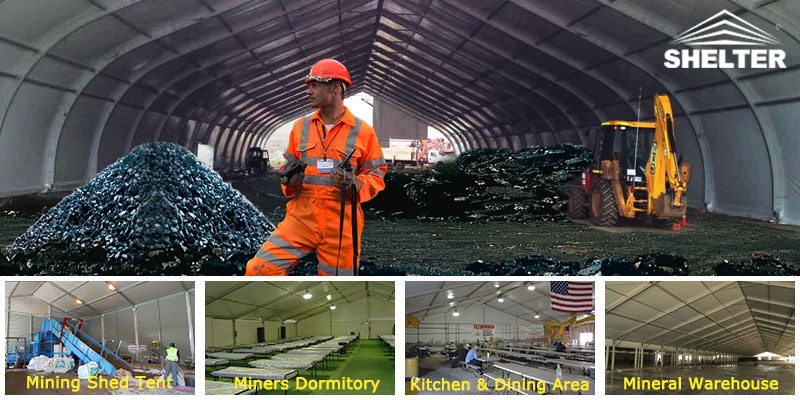 Coverall fabric building for mining